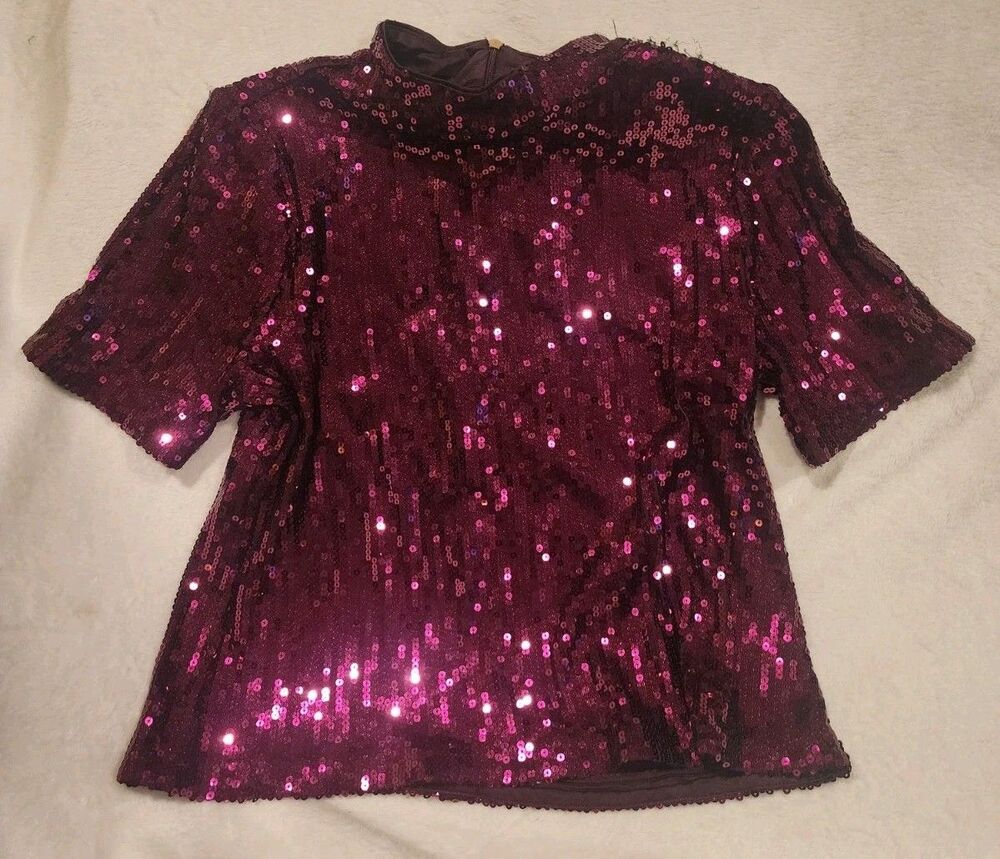 Michael Kors Pink Sequins Top/Blouse  Large Some Damage On Shoulder women L